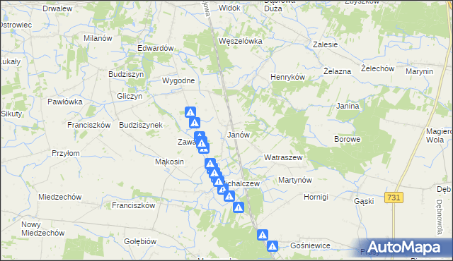 mapa Janów gmina Chynów, Janów gmina Chynów na mapie Targeo