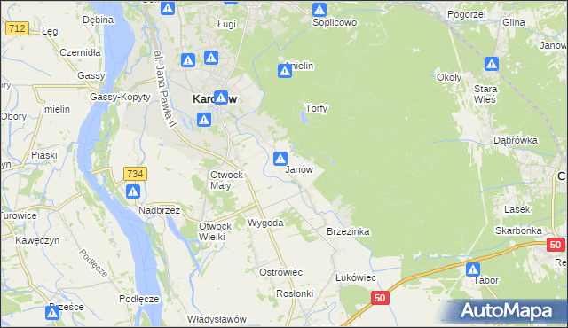 mapa Janów gmina Karczew, Janów gmina Karczew na mapie Targeo