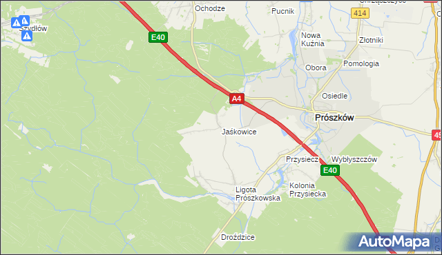 mapa Jaśkowice gmina Prószków, Jaśkowice gmina Prószków na mapie Targeo