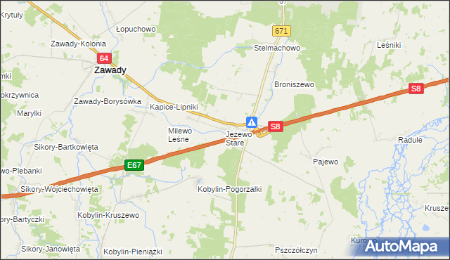 mapa Jeżewo Stare, Jeżewo Stare na mapie Targeo