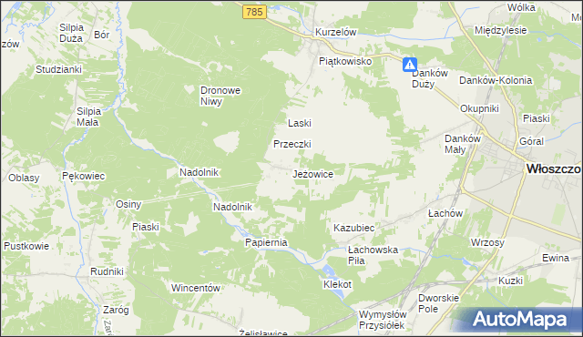 mapa Jeżowice, Jeżowice na mapie Targeo