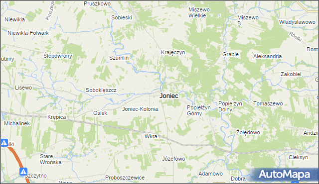 mapa Joniec, Joniec na mapie Targeo