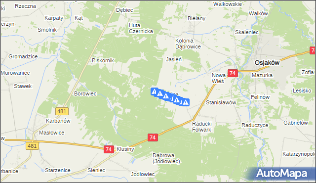 mapa Józefina gmina Osjaków, Józefina gmina Osjaków na mapie Targeo