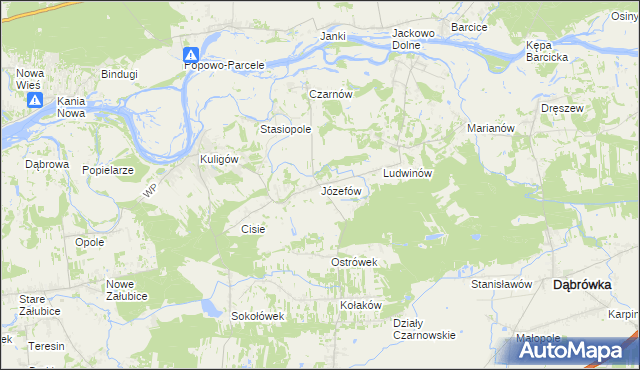 mapa Józefów gmina Dąbrówka, Józefów gmina Dąbrówka na mapie Targeo