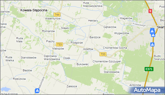 mapa Józefów gmina Kowala, Józefów gmina Kowala na mapie Targeo
