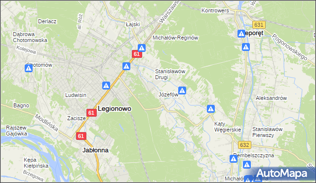 mapa Józefów gmina Nieporęt, Józefów gmina Nieporęt na mapie Targeo