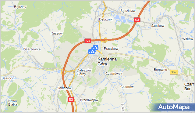 mapa Kamienna Góra, Kamienna Góra na mapie Targeo