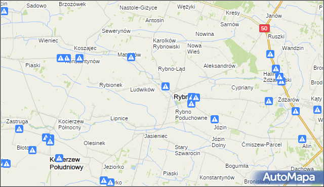 mapa Kamieńszczyzna gmina Rybno, Kamieńszczyzna gmina Rybno na mapie Targeo