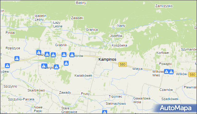 mapa Kampinos, Kampinos na mapie Targeo