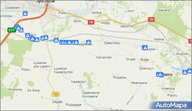 mapa Karczunek gmina Imielno, Karczunek gmina Imielno na mapie Targeo