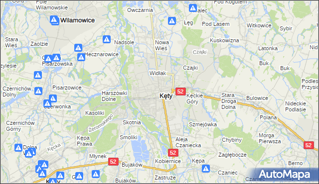 mapa Kęty, Kęty na mapie Targeo