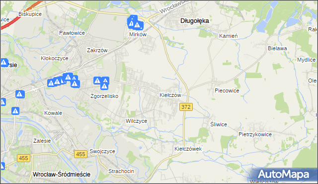 mapa Kiełczów, Kiełczów na mapie Targeo