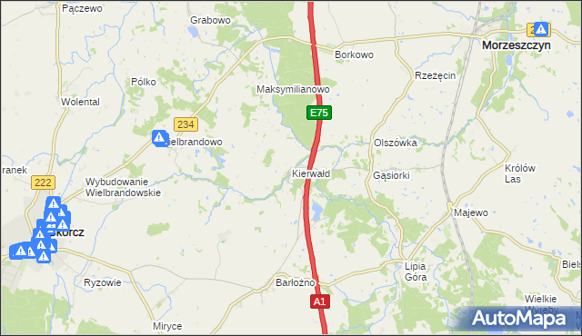 mapa Kierwałd, Kierwałd na mapie Targeo