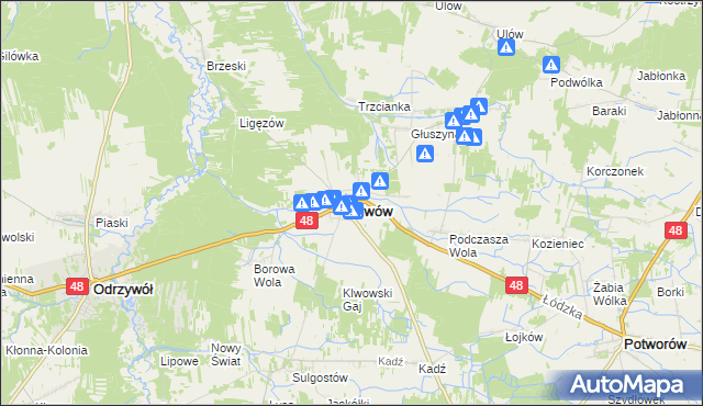 mapa Klwów, Klwów na mapie Targeo