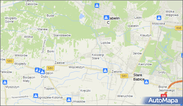 mapa Koczargi Stare, Koczargi Stare na mapie Targeo