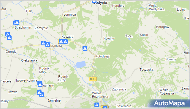 mapa Kołodziąż gmina Wodynie, Kołodziąż gmina Wodynie na mapie Targeo