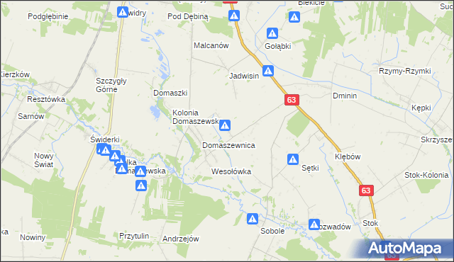 mapa Kolonia Domaszewnica, Kolonia Domaszewnica na mapie Targeo