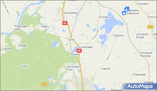 mapa Koniecwałd, Koniecwałd na mapie Targeo
