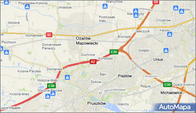 mapa Konotopa gmina Ożarów Mazowiecki, Konotopa gmina Ożarów Mazowiecki na mapie Targeo