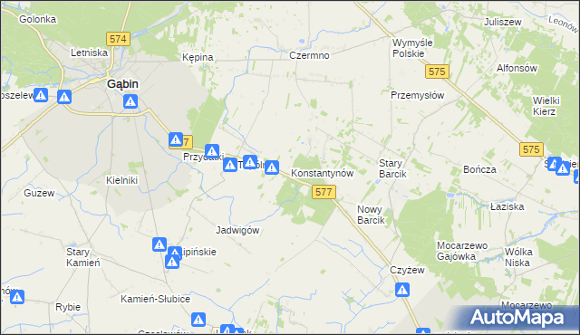 mapa Konstantynów gmina Gąbin, Konstantynów gmina Gąbin na mapie Targeo