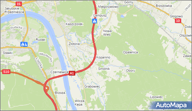 mapa Kopanino gmina Lubicz, Kopanino gmina Lubicz na mapie Targeo