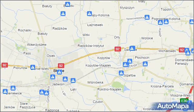 mapa Kopytów gmina Błonie, Kopytów gmina Błonie na mapie Targeo