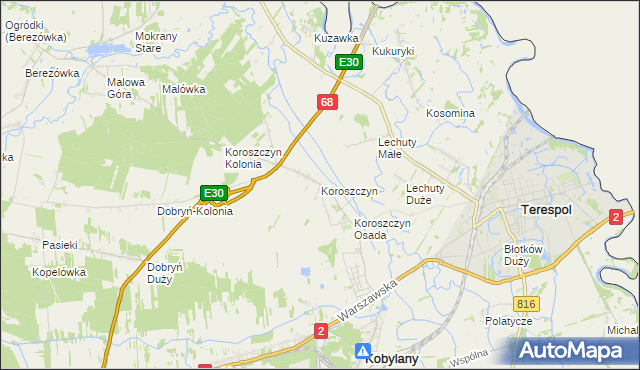 mapa Koroszczyn, Koroszczyn na mapie Targeo