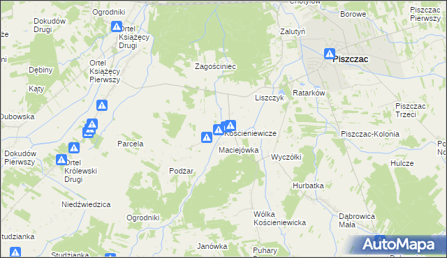 mapa Kościeniewicze, Kościeniewicze na mapie Targeo