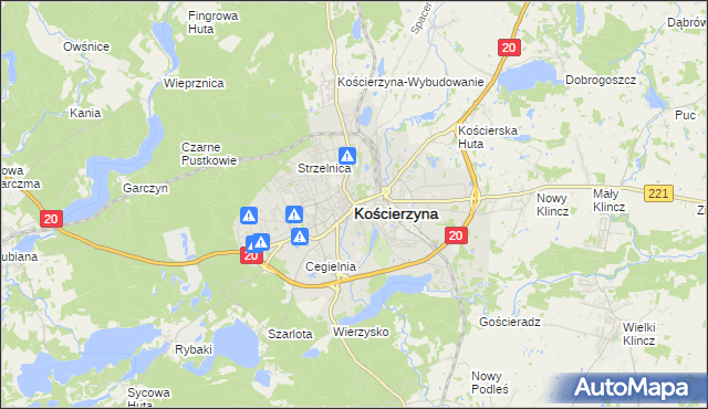 mapa Kościerzyna, Kościerzyna na mapie Targeo