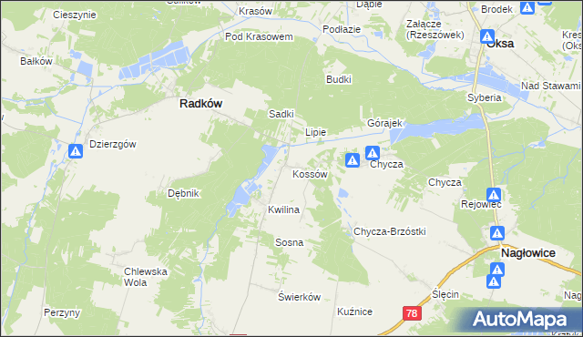 mapa Kossów, Kossów na mapie Targeo