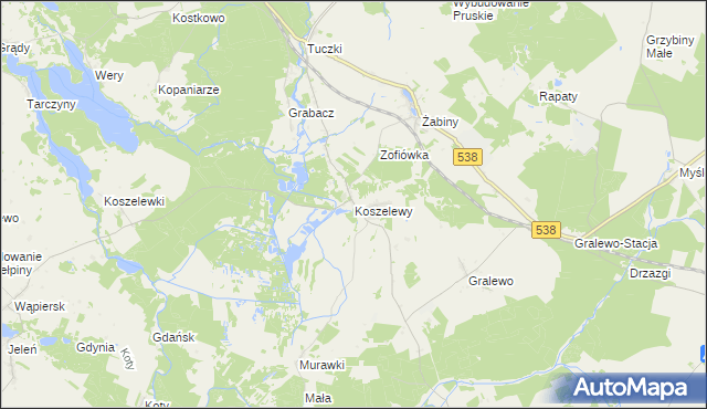 mapa Koszelewy, Koszelewy na mapie Targeo