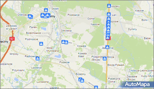 mapa Kowala gmina Sitkówka-Nowiny, Kowala gmina Sitkówka-Nowiny na mapie Targeo