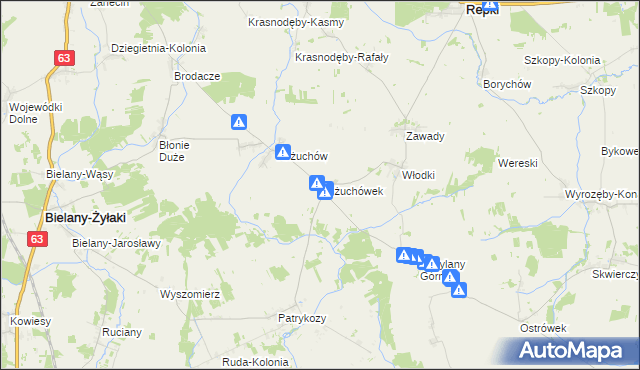 mapa Kożuchówek, Kożuchówek na mapie Targeo