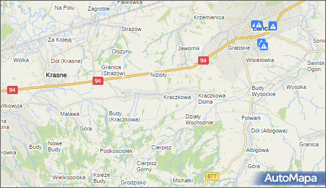 mapa Kraczkowa, Kraczkowa na mapie Targeo