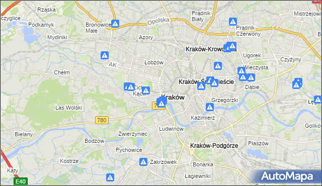 mapa Krakowa, Kraków na mapie Targeo