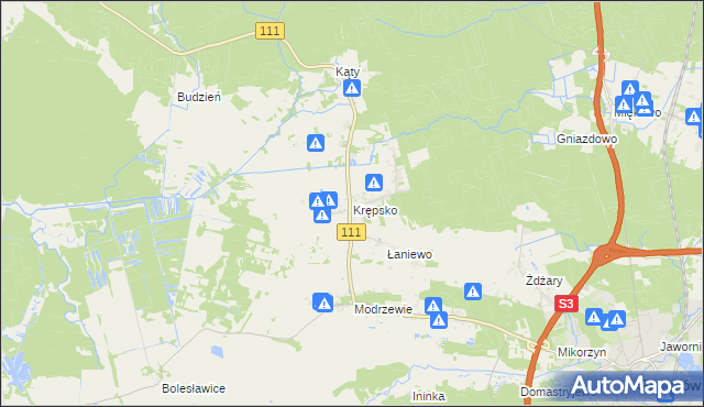 mapa Krępsko gmina Goleniów, Krępsko gmina Goleniów na mapie Targeo