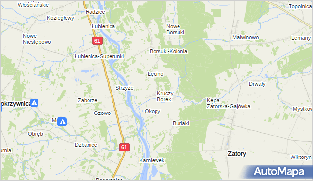 mapa Kruczy Borek, Kruczy Borek na mapie Targeo