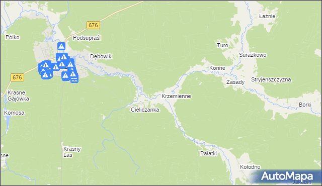 mapa Krzemienne, Krzemienne na mapie Targeo