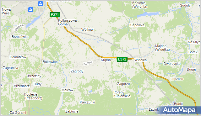 mapa Kupno gmina Kolbuszowa, Kupno gmina Kolbuszowa na mapie Targeo