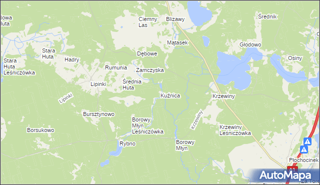 mapa Kuźnica gmina Warlubie, Kuźnica gmina Warlubie na mapie Targeo