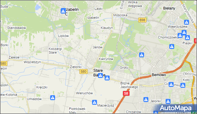 mapa Kwirynów gmina Stare Babice, Kwirynów gmina Stare Babice na mapie Targeo