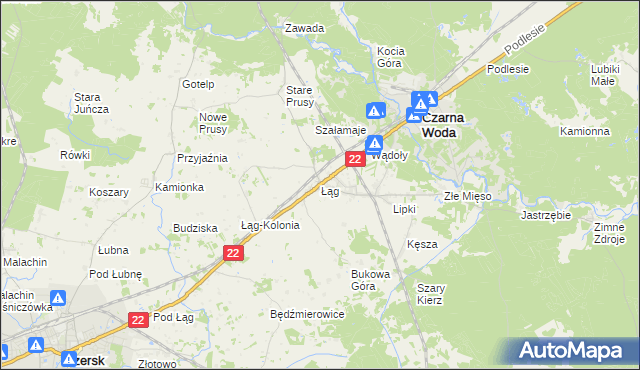 mapa Łąg, Łąg na mapie Targeo