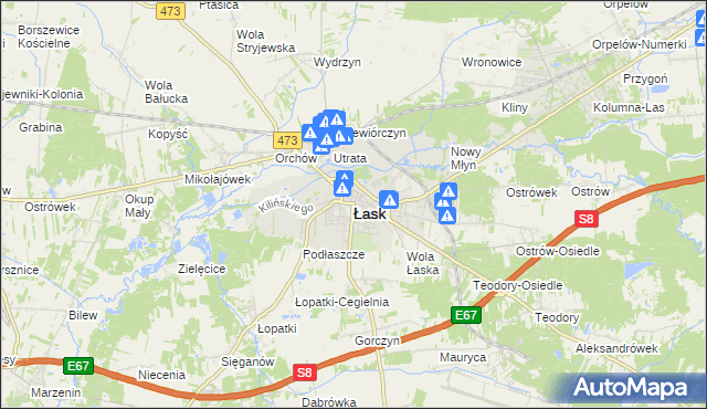 mapa Łask, Łask na mapie Targeo