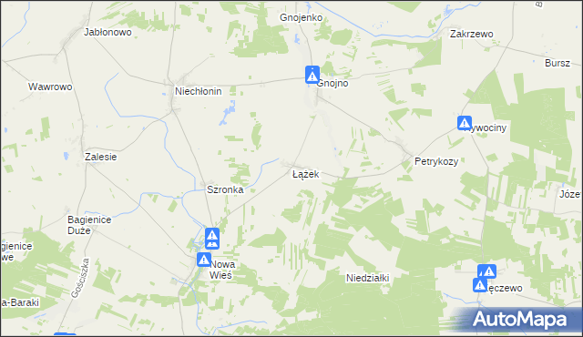 mapa Łążek gmina Kuczbork-Osada, Łążek gmina Kuczbork-Osada na mapie Targeo