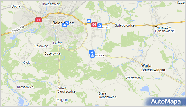 mapa Łaziska gmina Bolesławiec, Łaziska gmina Bolesławiec na mapie Targeo