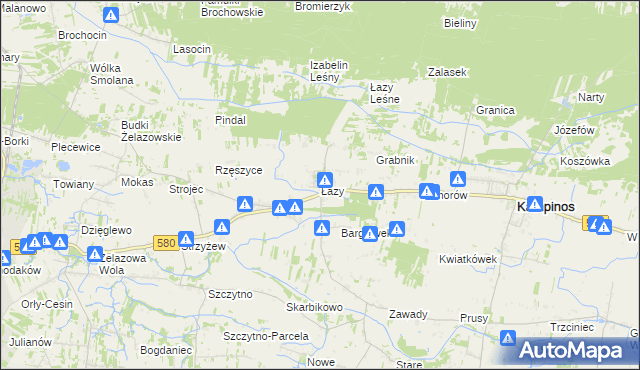 mapa Łazy gmina Kampinos, Łazy gmina Kampinos na mapie Targeo