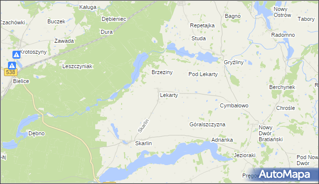 mapa Lekarty, Lekarty na mapie Targeo