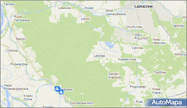 mapa Leonów gmina Maciejowice, Leonów gmina Maciejowice na mapie Targeo