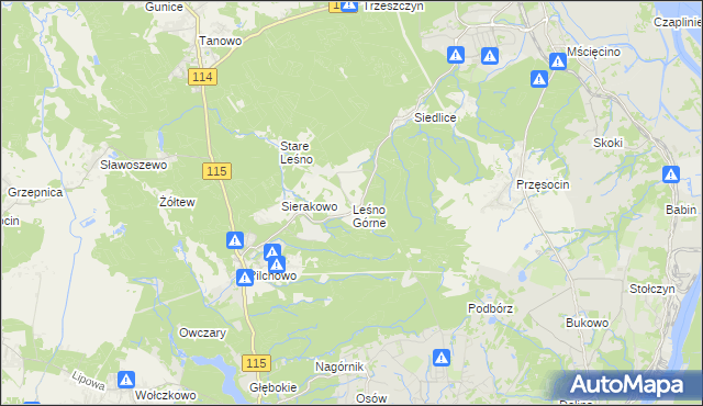 mapa Leśno Górne, Leśno Górne na mapie Targeo