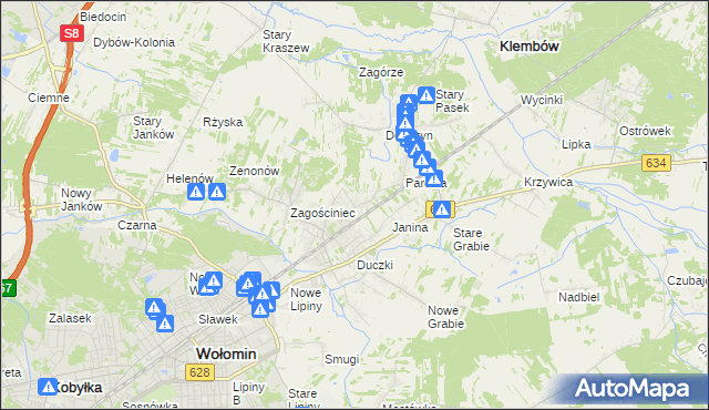 mapa Lipinki gmina Wołomin, Lipinki gmina Wołomin na mapie Targeo